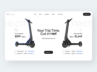 Clean Ui for Electric Scooter Landing Page apple branding calltoaction clean design escooter hero interface landing light modern scooter sleek ui white