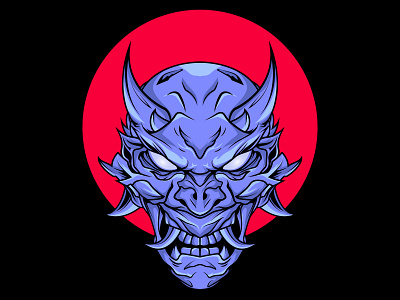 DEMONIC MASK adobe illustrator adobe photoshop apparel design artwork blue mask commission work demonic blus design detailed illustration detailed style illustration graphic design illustration japanese illustration japanese style oni mask t shirt design t shirt illustration vector vector art vector illustration