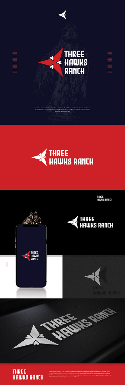 Three Hawks Ranch best bold branding classic clean creative graphic design logo minimal morden simple strong ui unique