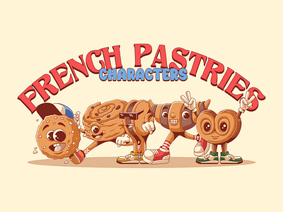 Retro French Pastries Character Mascot branding french pastries graphic design illustration logo logo design logo fnb logo food logo maker logo pastries mascot logo mascot logo pastries nft art pastries character tshirt design tshirt illustration vector