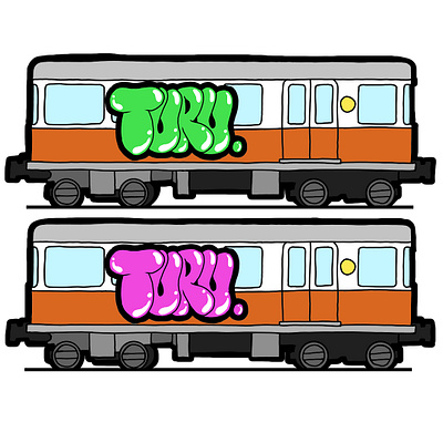 Turu. Transportation. font graffiti graffitiart illustration streetart train trowups typography