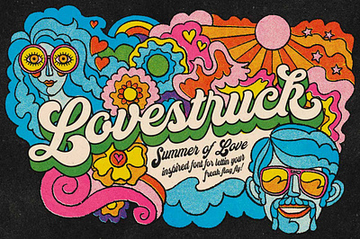 Lovestruck 70s Script Font font groovy lovestruck psychedelic retro font script typeface vintage vintage font