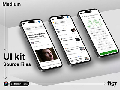 Make Medium UI your own app design blog blogging platform branding design editable figma free kit medium mobile app mockup redesign template ui ui kit ui ux web app website wordpress