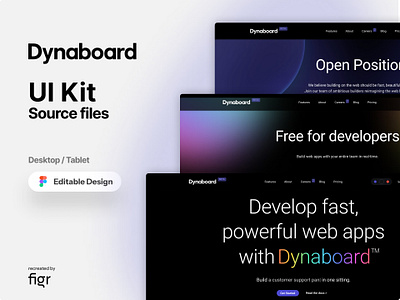 Make Dynaboard UI your own branding builder design developers dynaboard editable figma free kit mockup no code redesign template ui ui kit ui ux webapp website wix wordpress