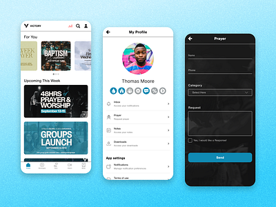 Victory Church - Mobile App app blue church mobile ui