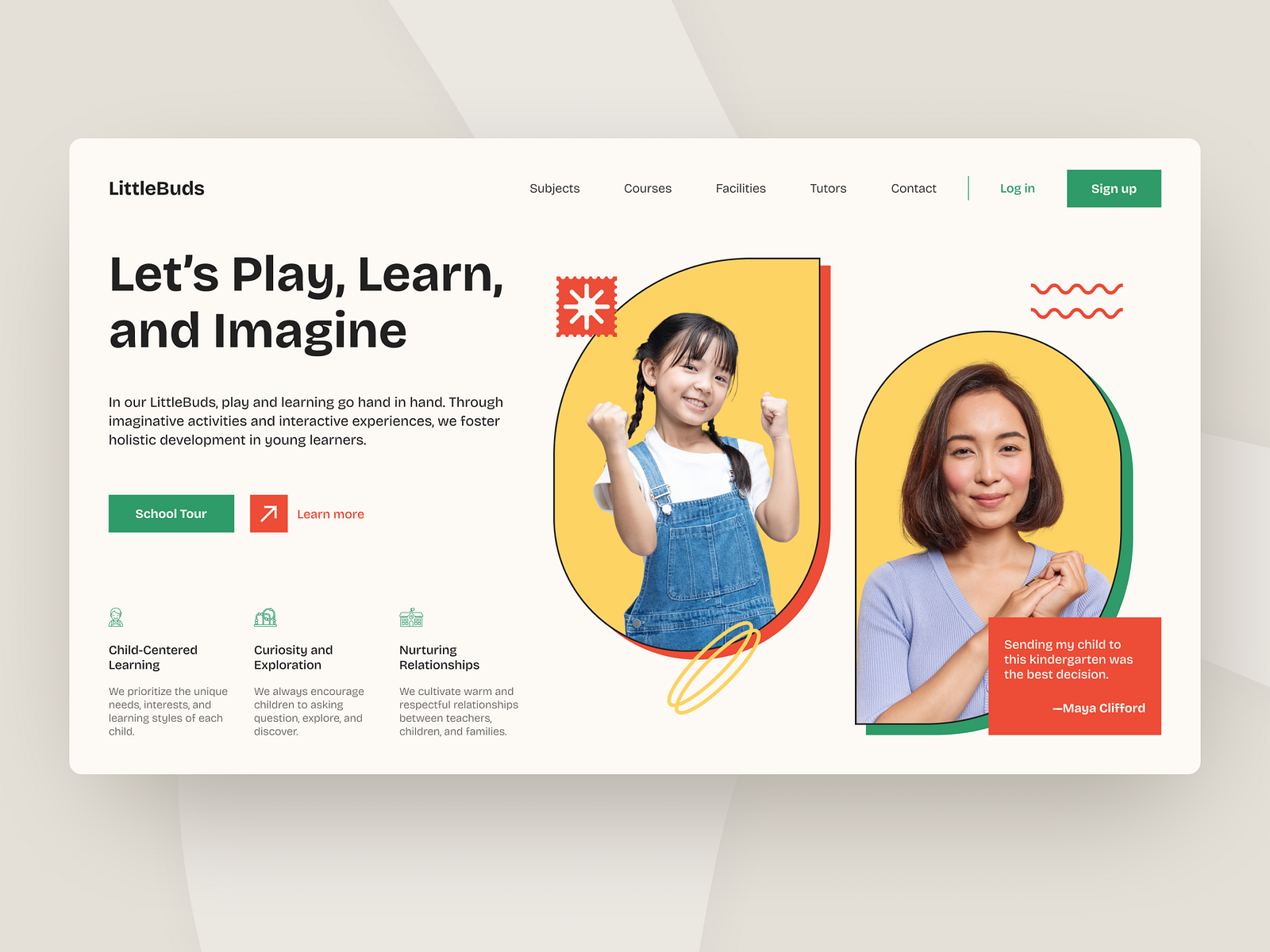 LittleBuds - Playful Kindergarten Hero Section Figma Template by Ahmad ...