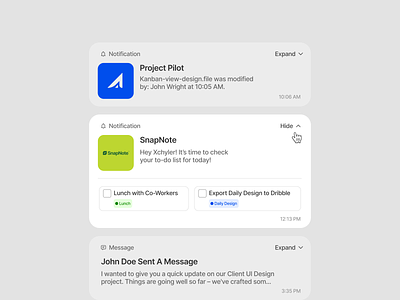 Notification app bar clean component design design system dropdown figma inbox message modal news notification platform sidebar ui ui design ui kit updates widget