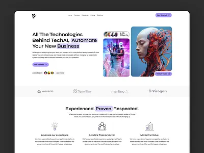 Tech AI Landing Page ai chatbot figma design languageai minimal design tech ai techonology trendy ui uiux designer website website designer