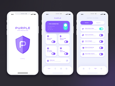 Purple VPN mobile ui ux vpn