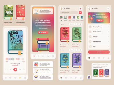 Book Store Mobile Concept 📚 app books bookstore branding clean colorful concept design design system illustration interaction design mobile player product design ui ux visual design