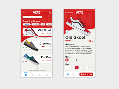 Vans Shoe App Concept app graphic design mobile online store shoes shopping ui ux design