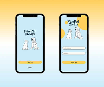 Daily UI #001 - PawPal Meals Pet Food Delivery Service Sign up dailyui dailyui challenge dailyuiday1 graphic design landing page mobile pet food pet food delivery pet service pets sign up page ui