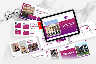 Coursa PowerPoint Template business coursa education gsl key modern pink powerpoint ppt pptx presentation template purple ui website