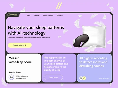 Sleep Tracker Web Platform ai app artificialintelligence dashboard design health healthcare homepage interface landing page platform product design track ui ux web web design web ui website wellness