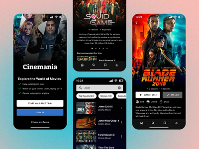 Cinemania - Movie App UI Design app mobile app movie movie app ui ui design uiux design
