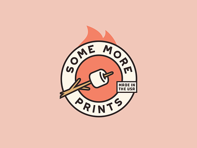 S'more Prints Logo Set adventure brand identity branding camping design explore fire glamping graphic design illustration logo marshmallow nature outdoorsy prints screen printing smores stickers tshirts vector