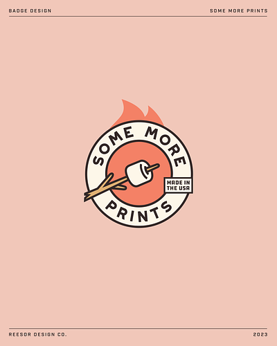 S'more Prints Logo Set adventure brand identity branding camping design explore fire glamping graphic design illustration logo marshmallow nature outdoorsy prints screen printing smores stickers tshirts vector
