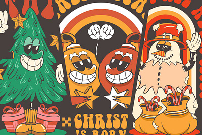 Christmas Christian Illustrations apparel design art artwork cartoon clothing design design illustration religion retro christmas poster t shirt design