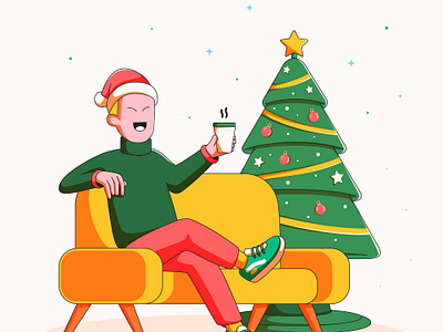 Enjoy Christmas Moment cartoon celebrate character christmas flat illustration merrychristmas moment newyear santaclaus