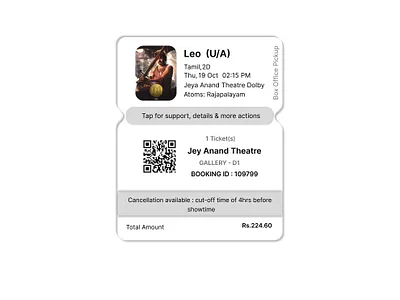 Movie ticket design ui
