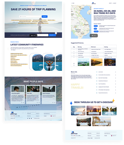 Itineraries Auto-Generated by AI Landing Page ai branding design landing page travel uxui