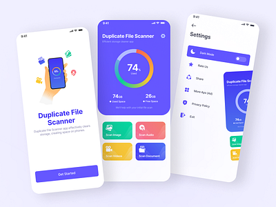 Duplicate File Scanner App Design app app design figma file convertor file manager file scanner file scanner app mobile mobile app design photoshop ui ui design ui designer ui ux user experience user interface ux design