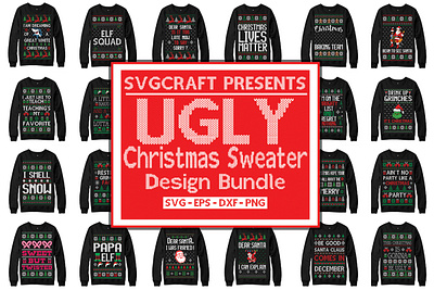 Ugly Christmas Sweater Design Bundle 3d animation branding graphic design logo motion graphics trendy christmas png
