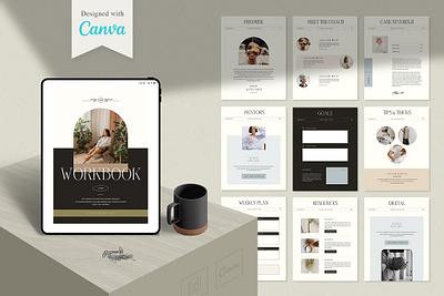 WorkBook Creator for Coaches CANVA brand corese deck logo marketing plan portfolio proposal slide template workbook