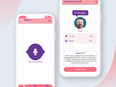 Babble Bridge (Mobile Application) ai android babycare caretakers cry analyser ios mobile app ui user interface uxui