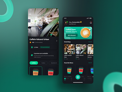 Coffee Shop App UI - Caffein americano app app coffeeshop caramel clean coffee coffee app coffeeshop figma graphic design mobile modern shop starbucks ui ui ux user experience user interface ux viral