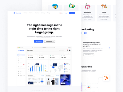 Lead generation landing page concept for CleverPush vector