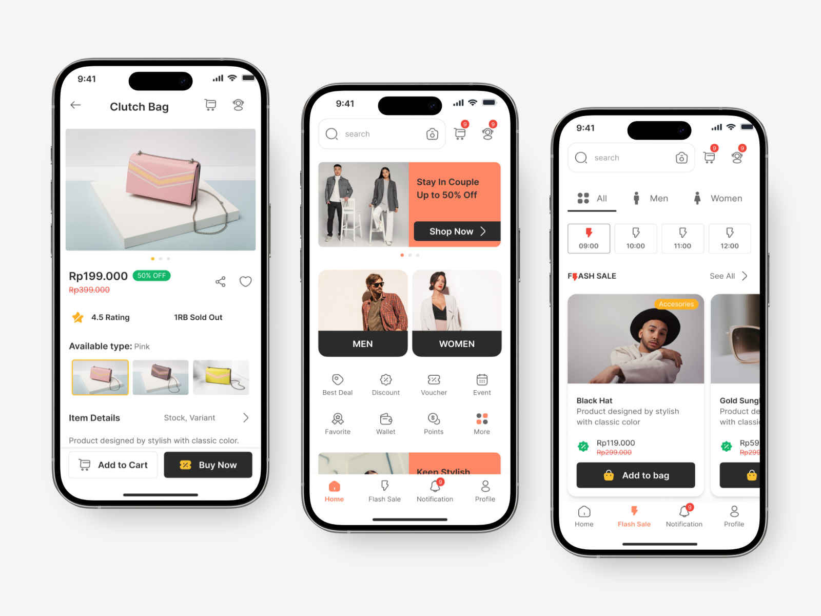 VIXA Store - Fashion Store Mobile App UI Kit app design clean concept ecommece design ecommerce ecommerce app fashion app fashion brand illustration light mode mobile mobile app online shop online store orange ui ui8 uiux ux