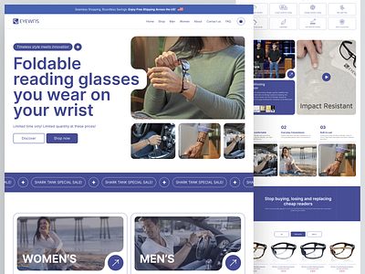 Eyewris - Landing page branding design exploration eye eyewris glases glasses interface landing landingpage mobile product shop ui ui design uiux web website