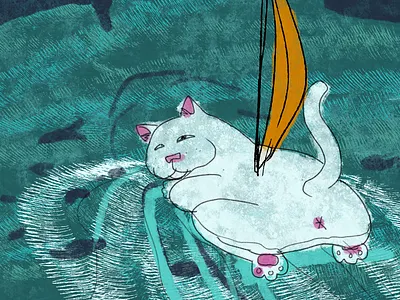 Catamaran adobe amberlyn boat cat catamaran fresco funny humor illustration