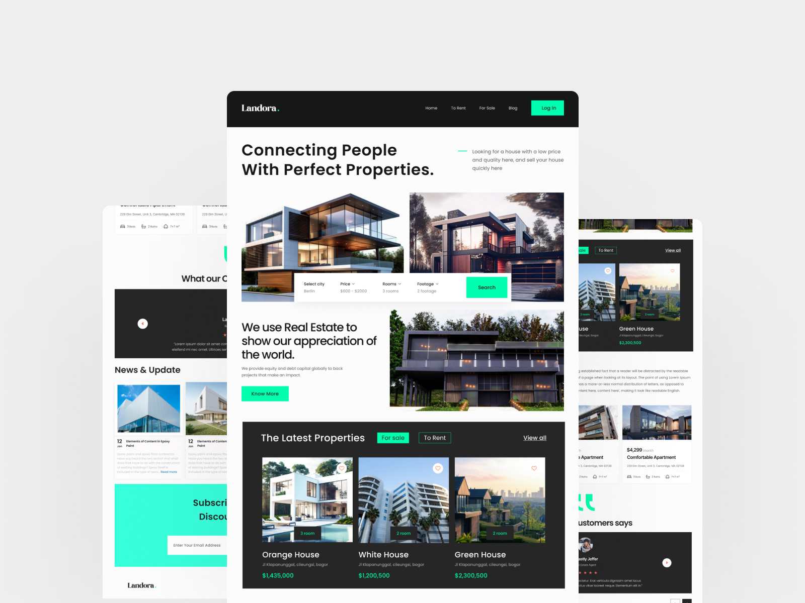 Landora Real Estate Website Design 3d animation landing page modern layout motion graphics nft nft website design nft websites ui ui design uiux web design web template websitedesign