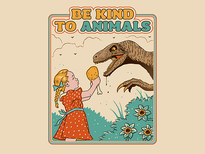 Be Kind to Animals animals be kind comics cute dino dinosaur illustration kind nature retro tshirt tshirt illustration vintage