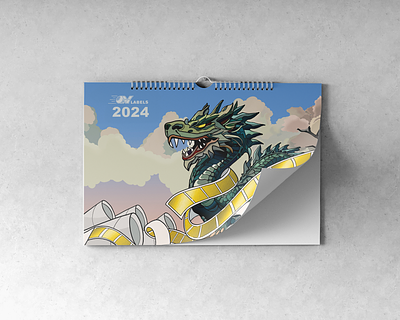 Dragon illustration for calendar 2024 ads branding business calendar calendar illustration cartoon comics design dragon graphic design illustration minimalism p vector