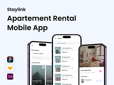 Staylink - Apartment Rental Mobile App apartment home home finder minimal mobile app rental rental app ui ui design ux ux design