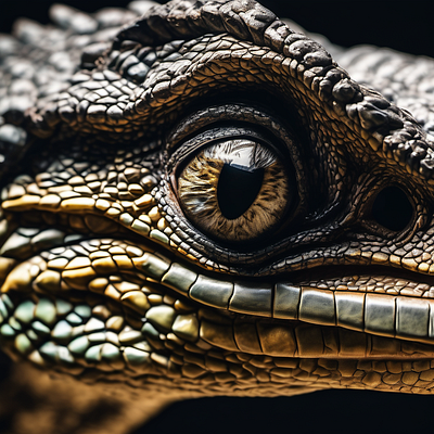 A close-up shot of a Velociraptor's eye power