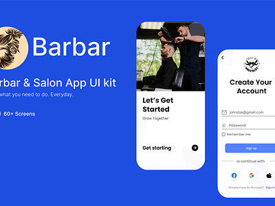 Barbar ( Saloon) App 3d animation branding graphic design logo ui ui design ui design ux design ux design