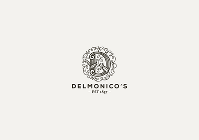 Delmonico's restaurant brand design brand identity branding elegant fine dining logo new york ny refined restaurant stylish