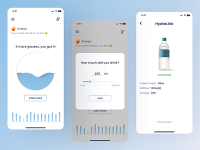 Water Intake Tracker app design dribbble figma inspiration logo mobile app design mobile design tracker tracker app ui ui design uiux userinterface ux design water water tracker water tracker app water tracker mobile