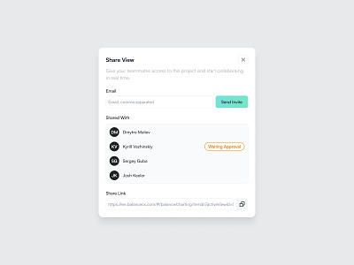 Share Project Pop Up application branding dashboard card design design system desktop app equal interaction ios mobile pop up product design project pop up sharing ui userexperience userinterface ux web app webdesign