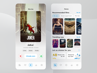 Movie Night App app cinema concept design illustration logo minimal mobile movie ui