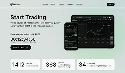 Trading Course Website design logo typography ui