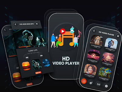 Ultimate Video Player App app ui black and white theme dark theme app hd player music player uiux video app video player video player theme