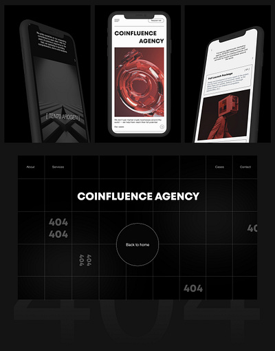 Coinfluence agency 404 page agency crypto design graphic design landing page ui ux