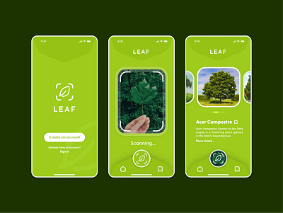 Leaf Scan App Design app design art brand dailyui illustration leaf logo nature nature app scan app ui ux vector visual design