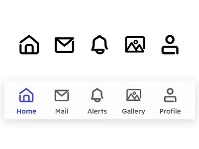 Day 55 >Daily Ui Challenge app icons bell dailyui home icon set mail outline photo stroke user