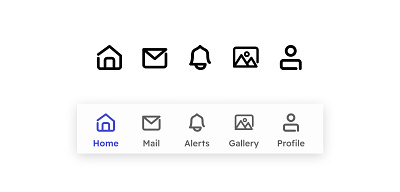 Day 55 >Daily Ui Challenge app icons bell dailyui home icon set mail outline photo stroke user